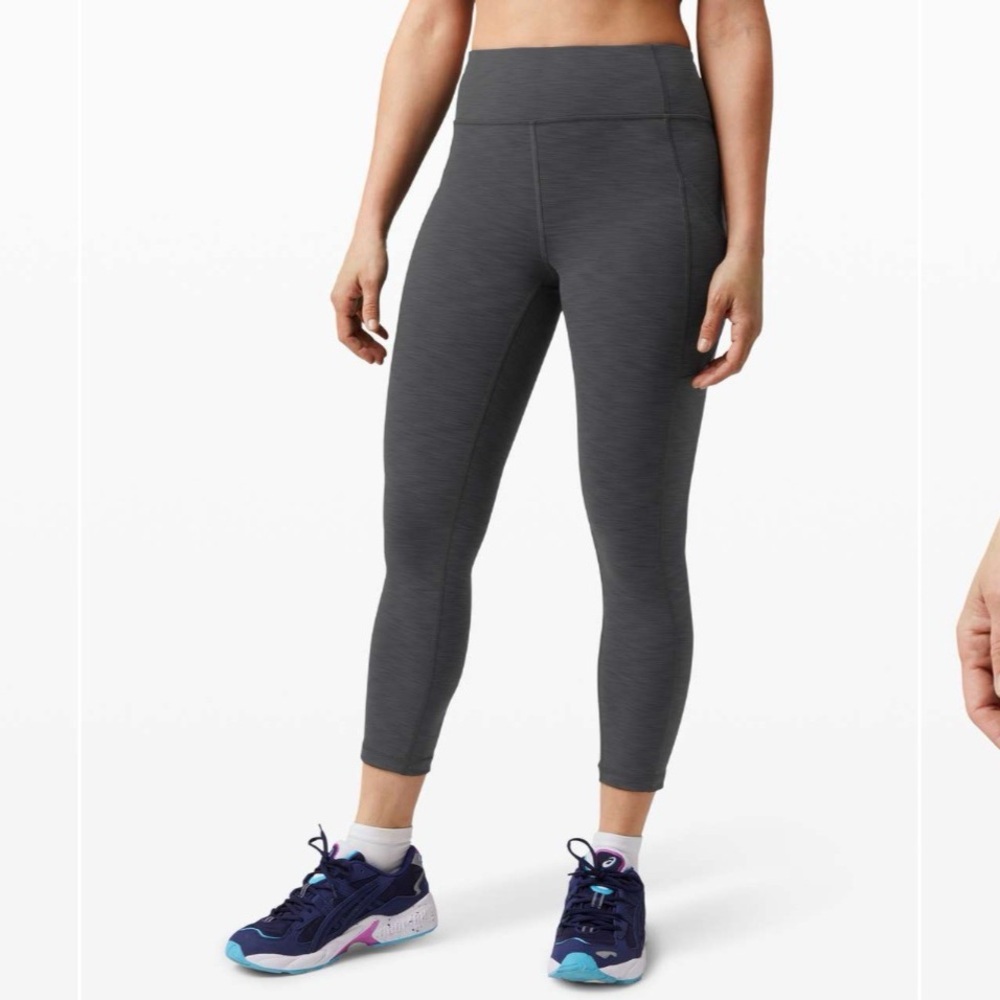 Lululemon Invigorate High-Rise Crop 23" Heathered Graphite Grey, Sz 4